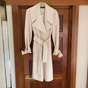 Cream Trench Coat with Tie-Detail Sleeves